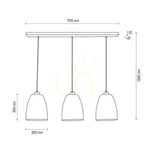 Lampa suspendată Asmara, 3xE27, Max. 60 W, stejar tratat cu ulei/metal negru/cablu din PVC negru/abat-jour din sticlă fumurie, 125 cm small 2
