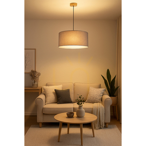 Lampa suspendată Asseto, 1xE27, Max. 60 W, stejar uleiat/antracit, cablu împletit/gri, abajur Ø 50 cm small 1