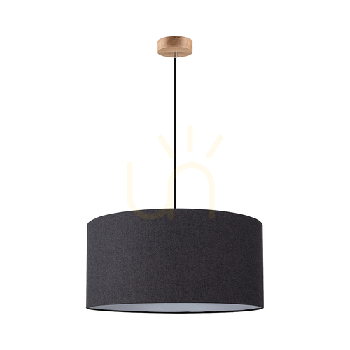 Verifica Lampa suspendată Asseto, 1xE27, Max. 60 W, stejar uleiat / cablu împletit negru / abajur negru, Ø 50 cm
