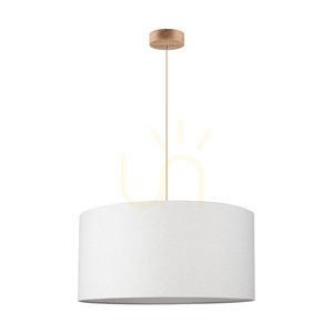 Lampa suspendată Asseto, 1xE27, Max. 60 W, stejar uleiat/crem, cablu împletit/abat-jour bej, Ø 50 cm small 0