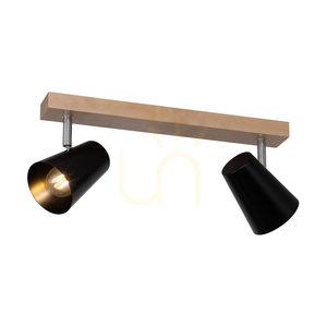 Lampa de tavan Astrid, 2xE14, Max. 40 W, mesteacăn/metal cromat/abat-jour din metal negru, 43 cm small 1