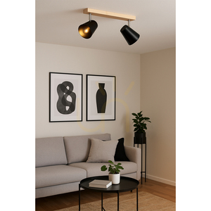 Lampa de tavan Astrid, 2xE14, Max. 40 W, mesteacăn/metal cromat/abat-jour din metal negru, 43 cm small 2