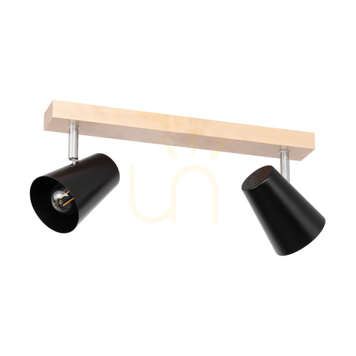 Verifica Lampa de tavan Astrid, 2xE14, Max. 40 W, mesteacăn/metal cromat/abat-jour din metal negru, 43 cm