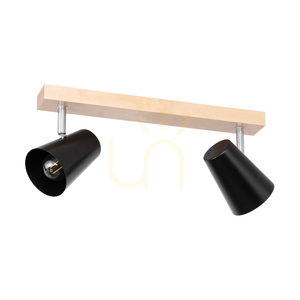 Lampa de tavan Astrid, 2xE14, Max. 40 W, mesteacăn/metal cromat/abat-jour din metal negru, 43 cm small 0