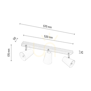 Lampa de tavan Astrid, 3xE14, Max. 40 W, mesteacăn/metal cromat/abat-jour din metal negru, 57 cm small 3