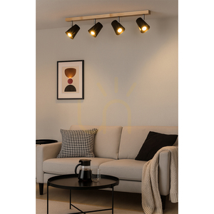 Lampa de tavan Astrid, 4xE14, Max. 40 W, mesteacăn/metal cromat/abat-jour din metal negru, 81 cm small 2
