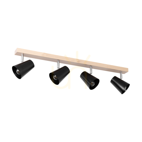 Verifica Lampa de tavan Astrid, 4xE14, Max. 40 W, mesteacăn/metal cromat/abat-jour din metal negru, 81 cm