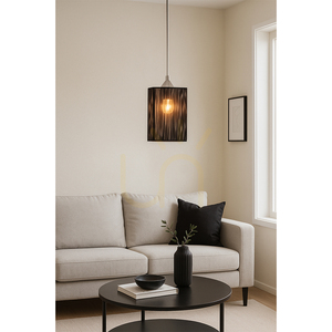 Lampa suspendată Atana, 1xE27, Max. 60 W, metal cromat / cablu din PVC transparent / abajur negru, 12 cm small 1