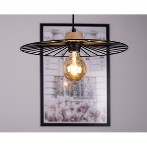 Lampa suspendată „Ballerina” 1xE27 Max. 60 W, stejar tratat cu ulei/metal negru/cablu din PVC negru, Ø 35 cm small 1