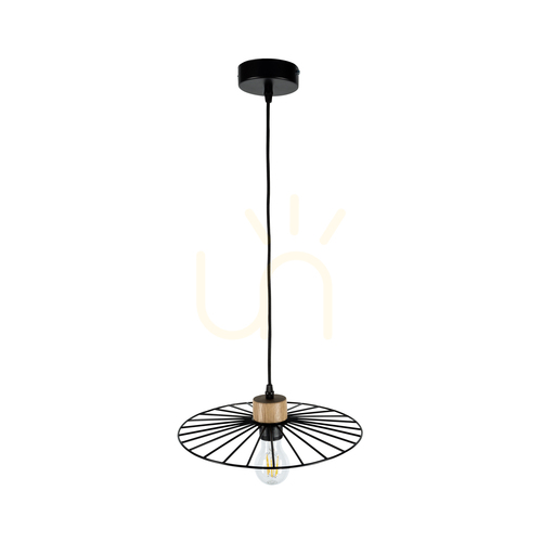 Verifica Lampa suspendată „Ballerina” 1xE27 Max. 60 W, stejar tratat cu ulei/metal negru/cablu din PVC negru, Ø 35 cm