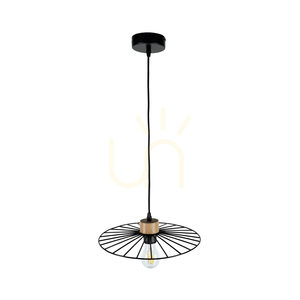 Lampa suspendată „Ballerina” 1xE27 Max. 60 W, stejar tratat cu ulei/metal negru/cablu din PVC negru, Ø 35 cm small 0