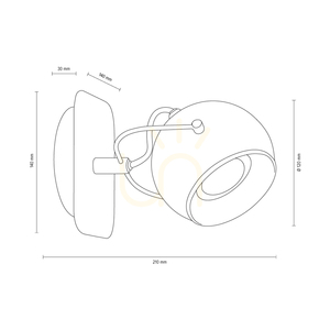 Aplică de perete din beton în formă de bilă, include 1 bec LED GU10 (Max.. 5 W), beton gri/metal satinat, 22 cm small 2