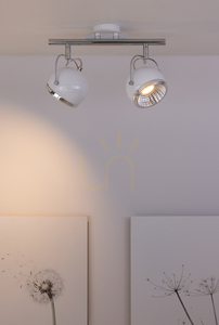 Lampă de tavan cu bile. 2x LED GU10, maxim. 6 W, metal alb/cromat, 35 cm small 3