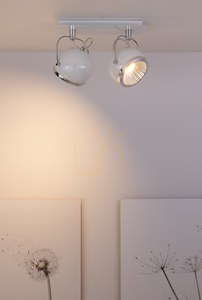 Lampă de tavan sferică, include 2 becuri LED GU10, Max. 6 W, metal alb, 29,5 cm small 3