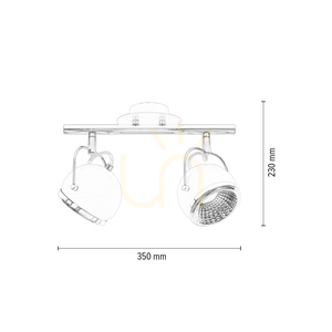 Lampă de tavan sferică, include 2 becuri LED GU10 (max.. 6 W), metal satinat, 35 cm small 2