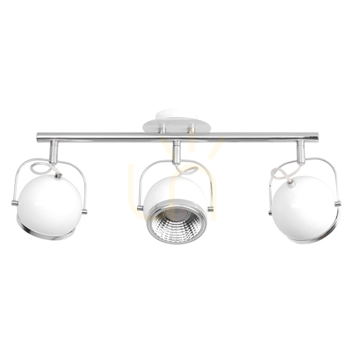 Verifica Lampă de tavan sferică, include 3 LED-uri GU10, maxim. 6 W, metal alb/cromat, 52,5 cm