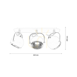 Lampă de tavan sferică, include 3 becuri LED GU10, Max. 6 W, metal alb, 42 cm small 4