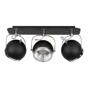 Lampă de tavan sferică, include 3 LED-uri GU10, maxim. 6 W, metal negru, 42 cm small 0