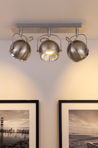 Lampă de tavan sferică, include 3 LED-uri GU10, maxim. 6 W, metal satinat, 42 cm small 3