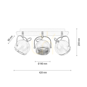 Lampă de tavan sferică, include 3 LED-uri GU10, maxim. 6 W, metal satinat, 42 cm small 4
