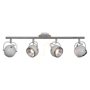 Lampă de tavan sferică, include 4 becuri LED GU10, Max. 6 W, metal alb, 80 cm small 1