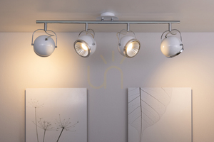 Lampă de tavan sferică, include 4 becuri LED GU10, Max. 6 W, metal alb, 80 cm small 3