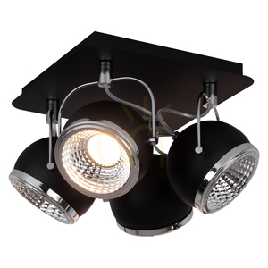 Lampă de tavan sferică, include 4 LED-uri GU10, maxim. 6 W, metal negru, 26 cm small 1