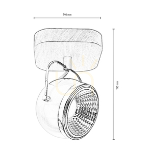 Aplică de perete din lemn „Ball”, include 1 bec LED GU10 (max.. 6 W), stejar lustruit cu ulei / metal satinat, 14 cm small 2