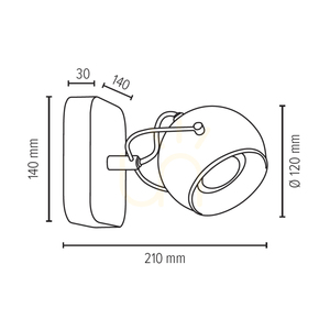 Aplică de perete din lemn „Ball”, include 1 bec LED GU10 (max.. 5 W), lemn de fag și nuc / metal negru, 21 cm small 2