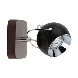 Aplică de perete din lemn „Ball”, include 1 bec LED GU10 (max.. 5 W), lemn de fag și nuc / metal negru, 21 cm small 0