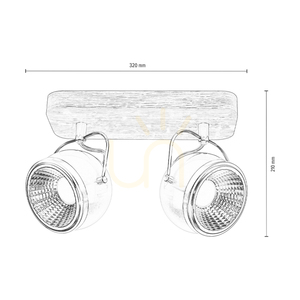 Lampă de tavan „Ball Wood”, include 2 becuri LED GU10 (max.. 6 W), stejar lustruit cu ulei/metal satinat, 32 cm small 2