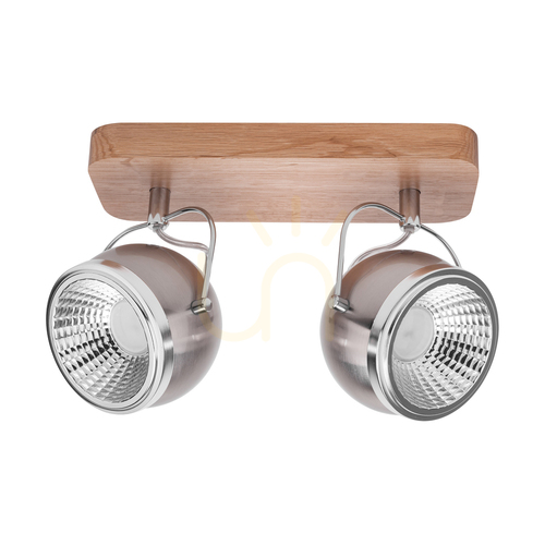 Verifica Lampă de tavan „Ball Wood”, include 2 becuri LED GU10 (max.. 6 W), stejar lustruit cu ulei/metal satinat, 32 cm