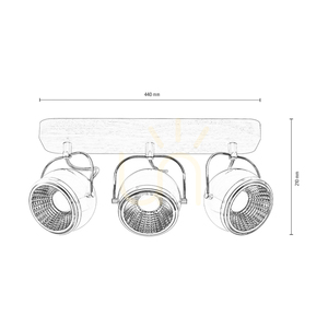 Lampă de tavan Ball Wood, include 3 becuri LED GU10 (Max.. 6 W), stejar tratat cu ulei/metal satinat, 44 cm small 2