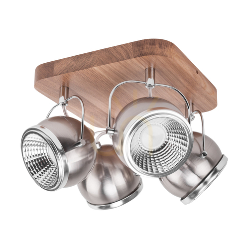Verifica Lampă de tavan Ball Wood, include 4 LED-uri GU10 (Max.. 6 W), stejar lustruit cu ulei/metal satinat, 29 cm