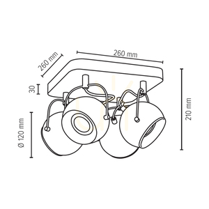 Lampă de tavan Ball Wood, include 4 LED-uri GU10 (Max.. 5 W), lemn de fag și nuc / metal negru, 26 cm small 2