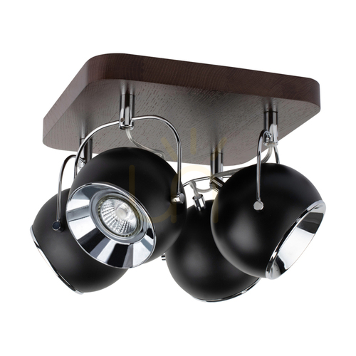 Verifica Lampă de tavan Ball Wood, include 4 LED-uri GU10 (Max.. 5 W), lemn de fag și nuc / metal negru, 26 cm