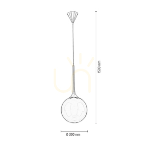 Lampa suspendată Ballare, include 1 bec LED de 2700K și 9W, metal negru/abat-jour din sticlă transparentă, Ø30 cm small 3