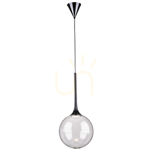 Lampa suspendată Ballare, include 1 bec LED de 2700K și 9W, metal negru/abat-jour din sticlă transparentă, Ø30 cm small 0