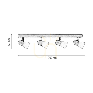 Lampa de tavan Bea, 4xE14, Max. 40 W, stejar natural/alb, abajur din sticlă, 70 cm small 2