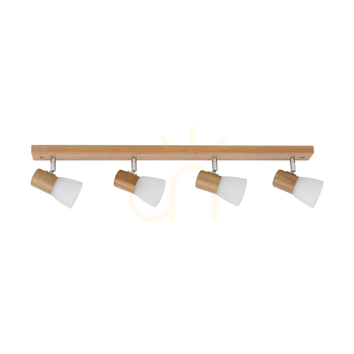Verifica Lampa de tavan Bea, 4xE14, Max. 40 W, stejar natural/alb, abajur din sticlă, 70 cm