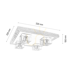Lampa de tavan Berko, include 4xG4, Max. 2,5 W, stejar lustruit cu ulei/metal alb/abat-jour din sticlă transparentă, 32 cm small 2