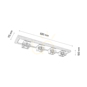 Lampa de tavan Berko, include 4xG4, Max. 2,5 W, stejar lustruit cu ulei/metal alb/abat-jour din sticlă transparentă, 68 cm small 2
