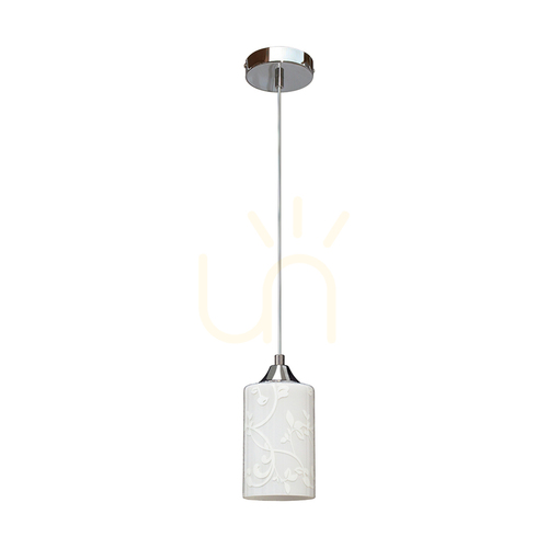 Verifica Lampă suspendată Kawiaty albă, 1xE27, Max. 60 W, metal cromat / cablu din PVC transparent / abajur din sticlă albă, Ø 10 cm