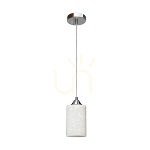 Lampă suspendată Kawiaty albă, 1xE27, Max. 60 W, metal cromat / cablu din PVC transparent / abajur din sticlă albă, Ø 10 cm small 0