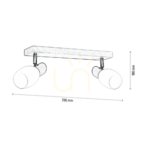 Lampa de tavan Birgit, 2xE14, Max. 40 W, mesteacăn/metal cromat/abat-jour din sticlă albă, 39 cm small 2