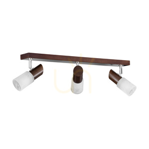 Lampa de tavan Birgit, 3xE14, Max. 40 W, lemn de fag și nuc / metal cromat / abajur din sticlă albă, 55 cm small 0