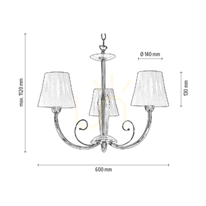Candelabru Borgia, 3xE14, Max. 40 W, metal cromat/abat-jour roșu și negru, Ø 60 cm small 2