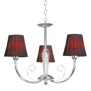 Candelabru Borgia, 3xE14, Max. 40 W, metal cromat/abat-jour roșu și negru, Ø 60 cm small 0