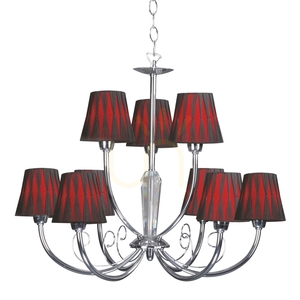 Candelabru Borgia, 9xE14, Max. 40 W, metal cromat/abat-jour roșu și negru, Ø 74 cm small 0