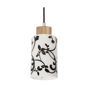 Lampa suspendată Bosco, 3xE27, Max. 60 W, stejar uleiat/antracit, cablu împletit/alb-negru, abajur din sticlă, 54 cm small 1